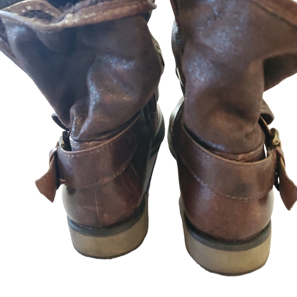 Bare Traps  Shakira Brown Mid Calf Leather Fur Lined Boots Size 8 - Picture 5 of 16